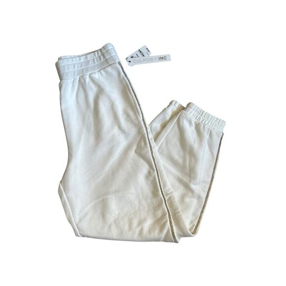 Culpos x INC Rhinestone Winter White (Ivory) Jogger Sweatpants, Women's Medium - Picture 3 of 10